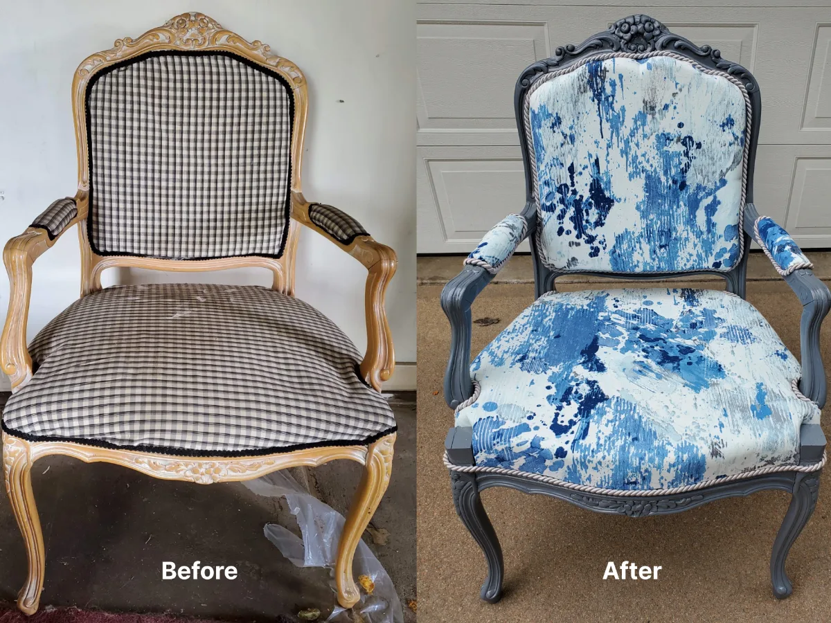 Chair restoration, before and after