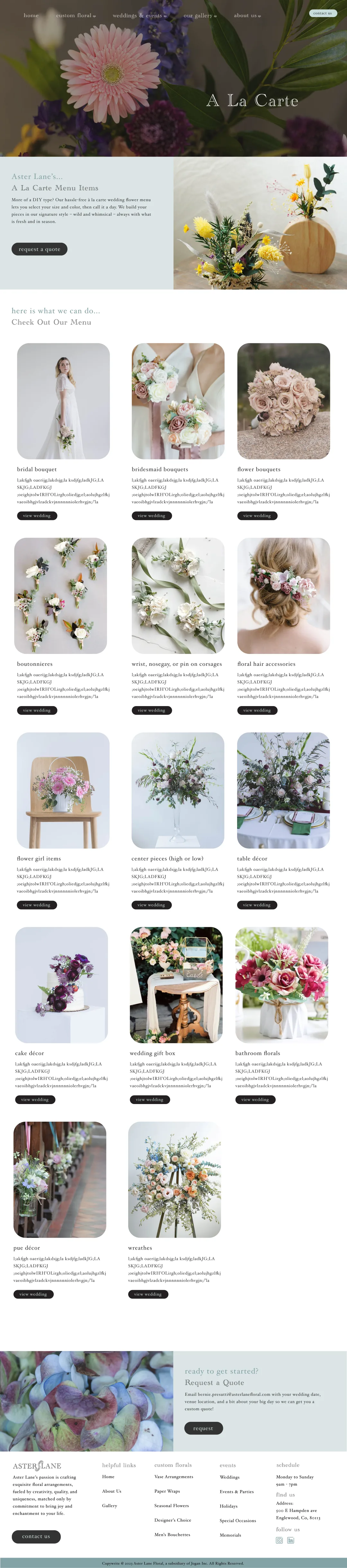 A La Carte page