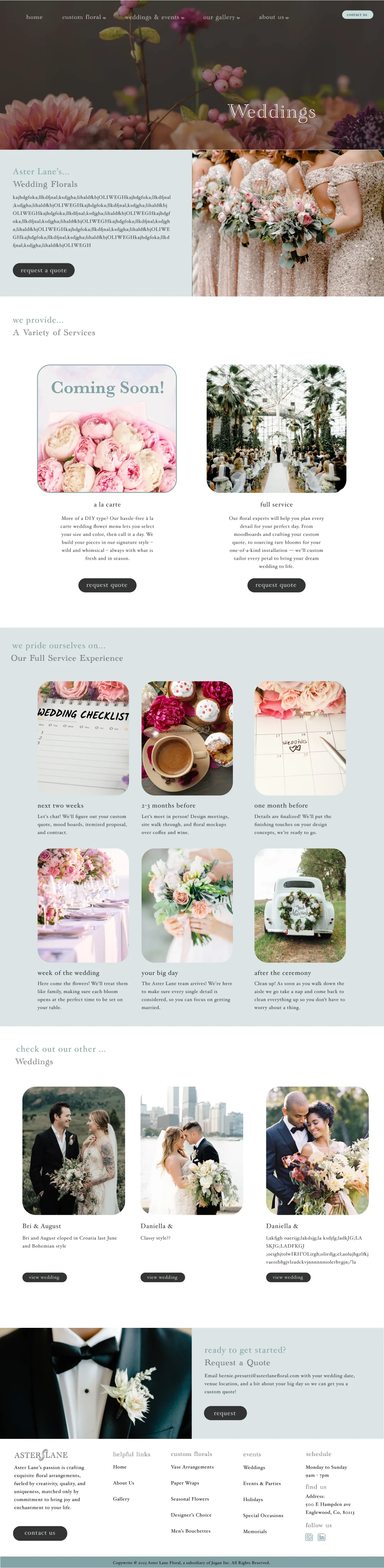 Weddings page