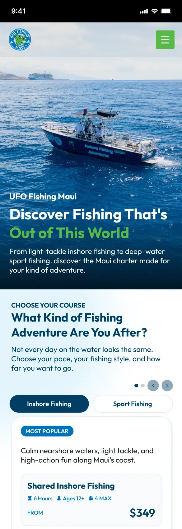 UFO Fishing mobile homepage