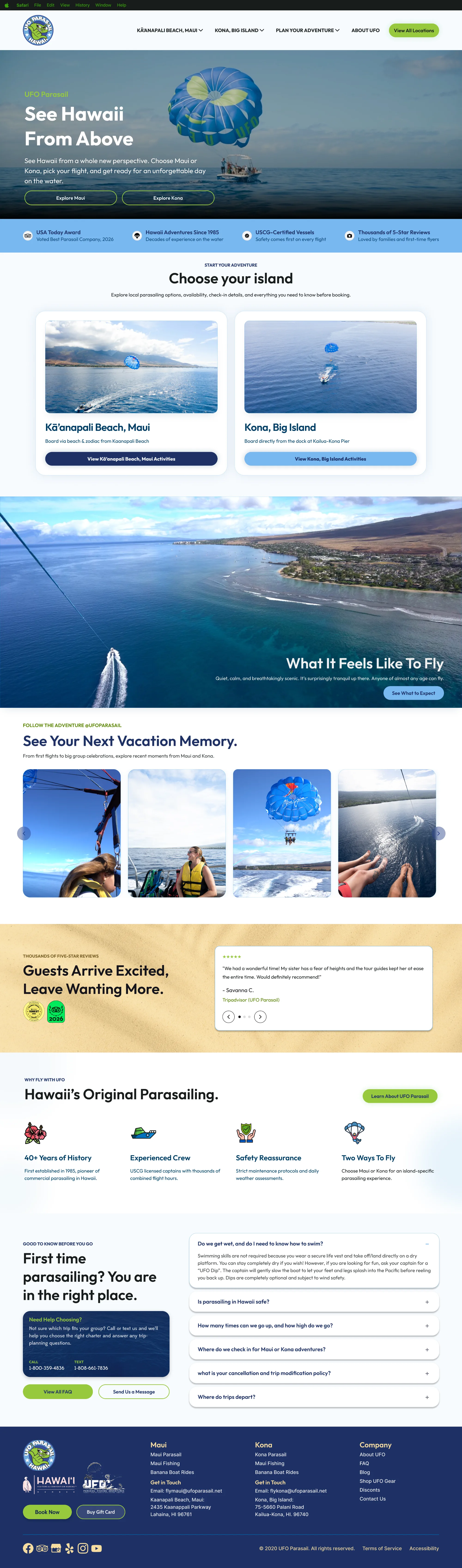 UFO Parasail desktop homepage