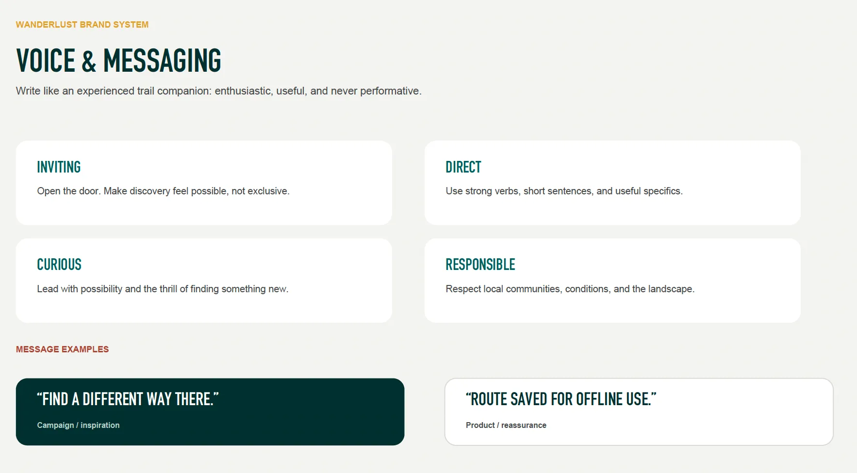 Wanderlust voice and messaging principles